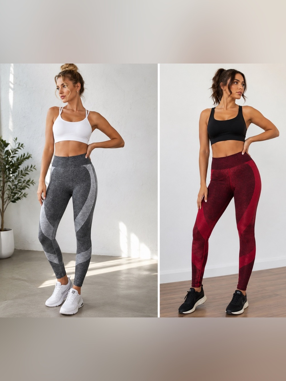 PINK Victoria’s Secret Seamless Leggings Bundle S Gray Red High Waist 2 Pair